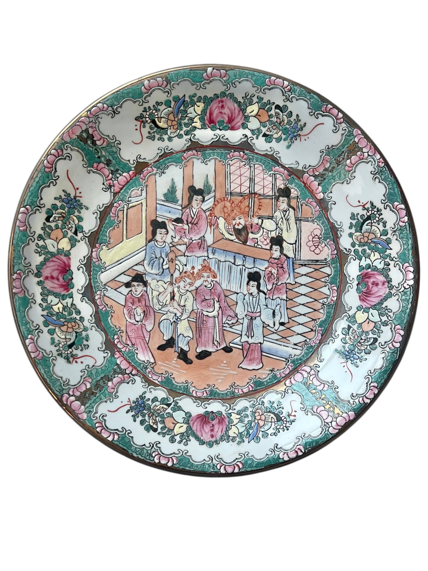Large Vintage Famille Wall Plate - brass