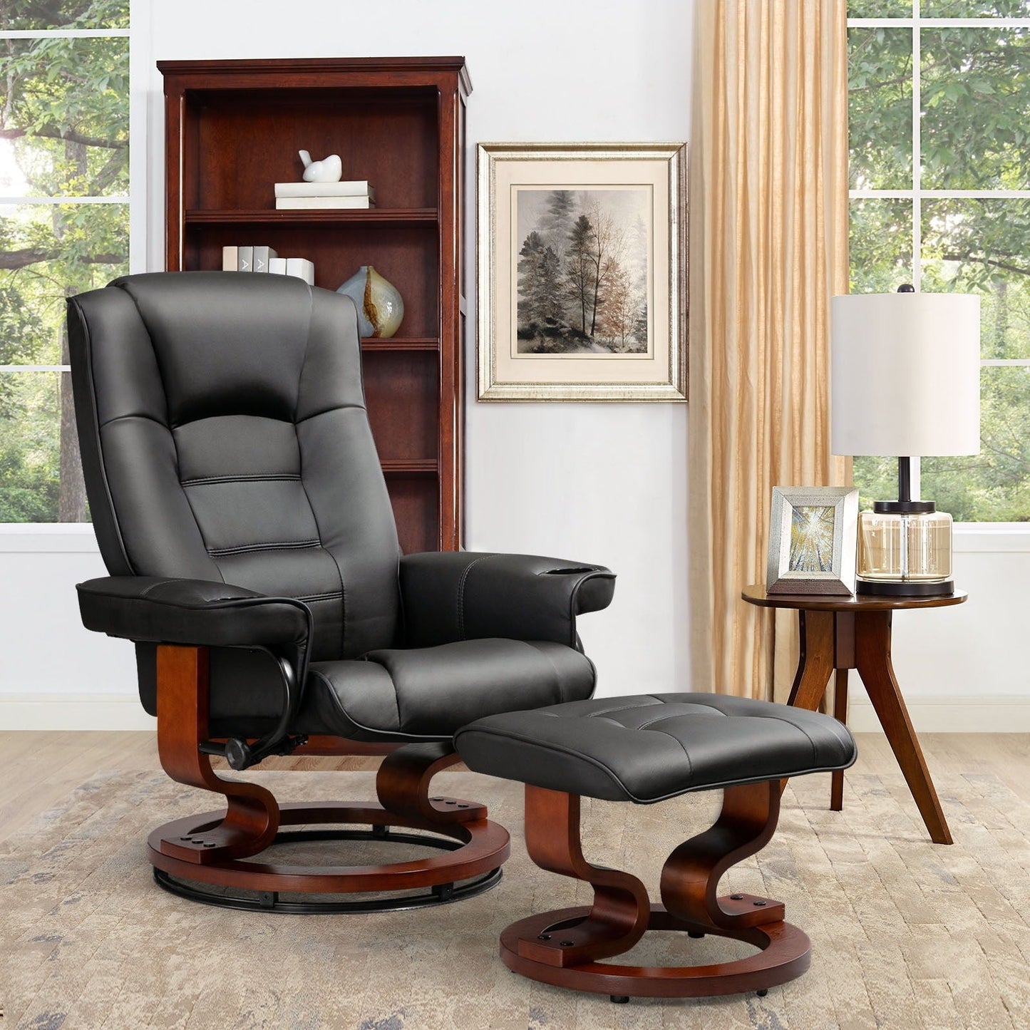 AVAWING Recliner Chair with Ottoman Swivel Design