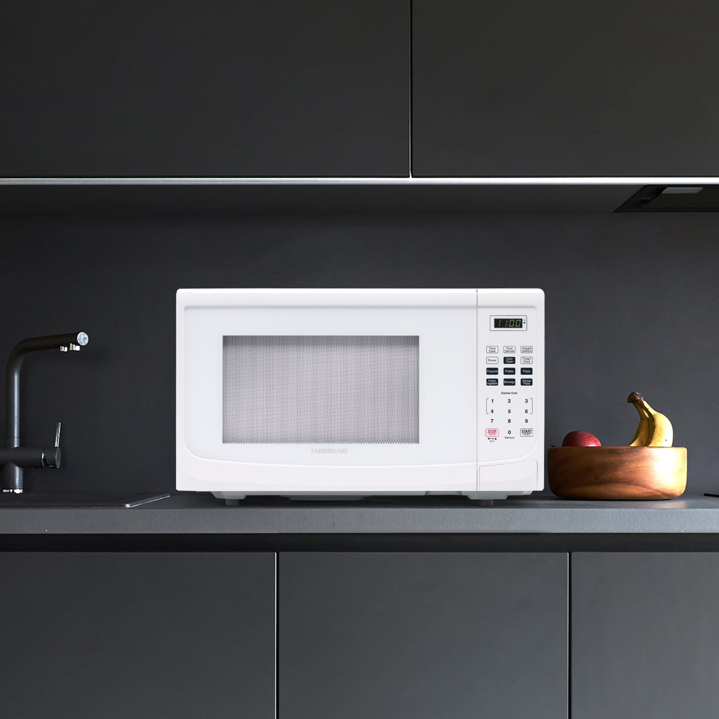 Farberware 1000-Watt 1.1 Cu. Ft. Countertop Microwave Oven With LED Lighting and Child Lock