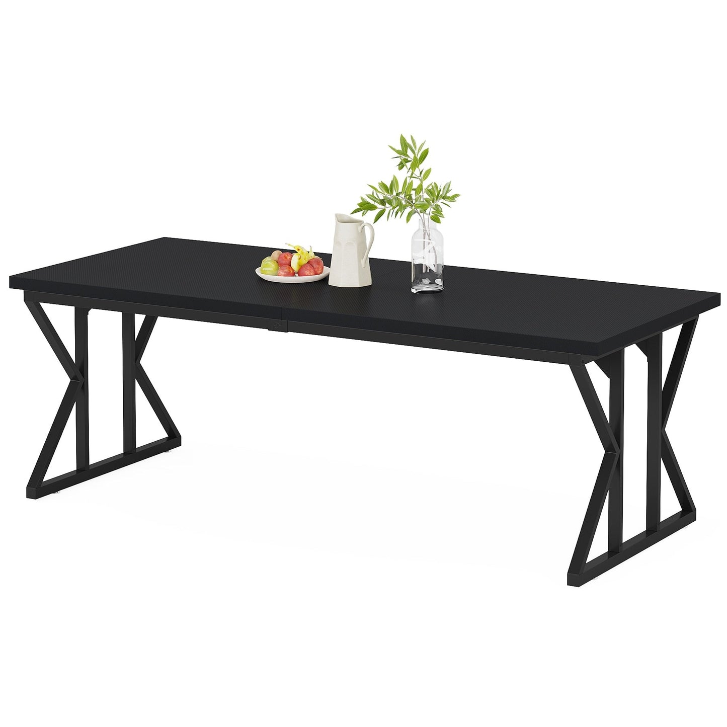 Farmhouse Dining Table for 6 People, 70.8-Inch Rectangular Wood Kitchen Table
