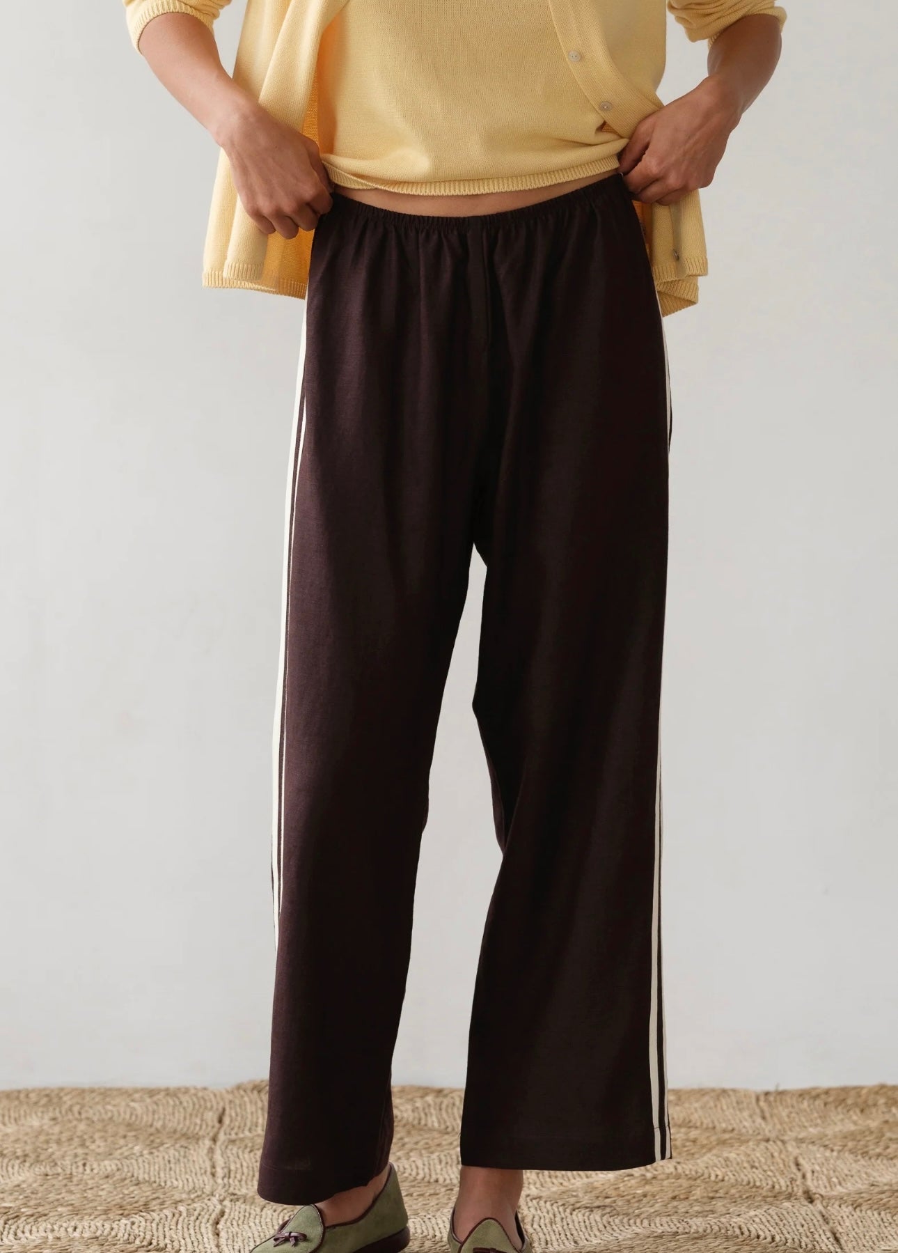 Donni Linen Stripe Crop Racer Pant