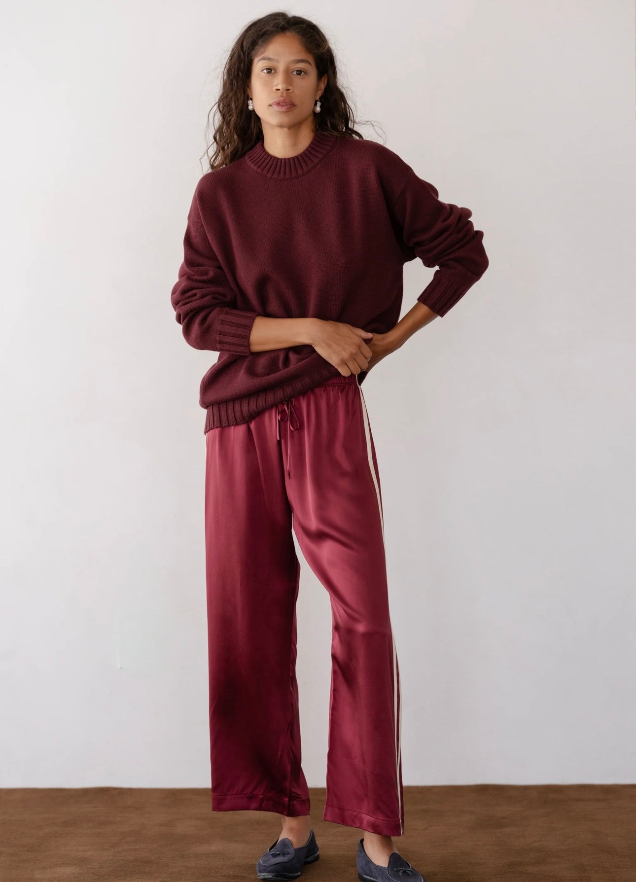 Donni Silk Stripe Crop Pant