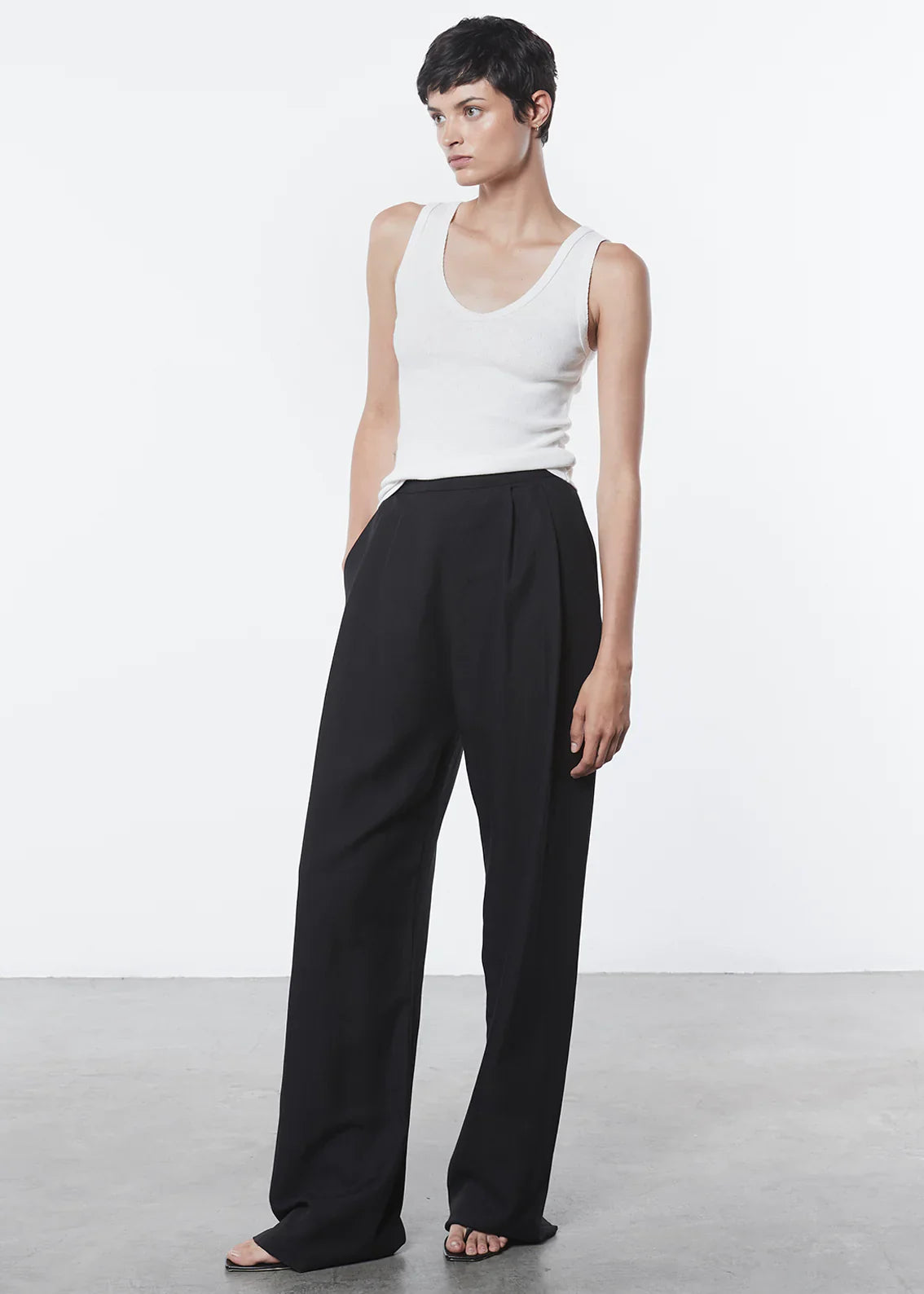 Enza Costa Scallop Edge Pointelle Tank