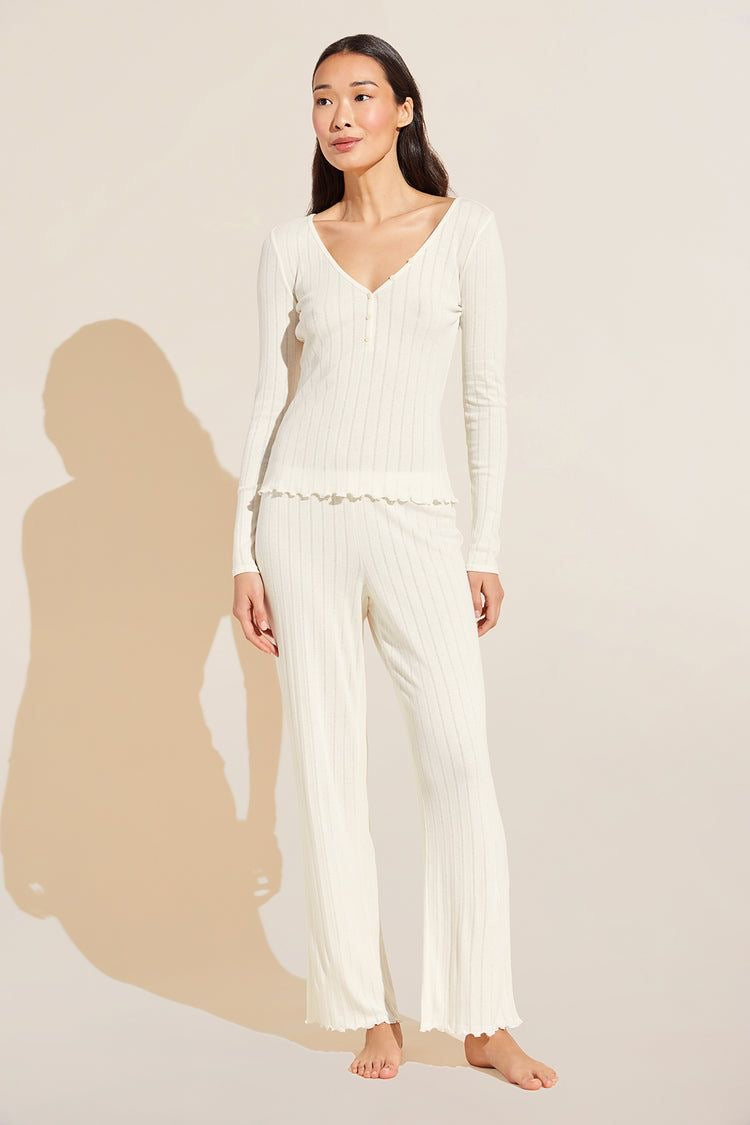 Eberjey Pointelle V Neck Henley