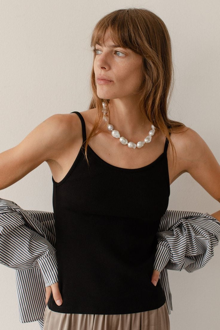 Donni Rib Spaghetti Tank