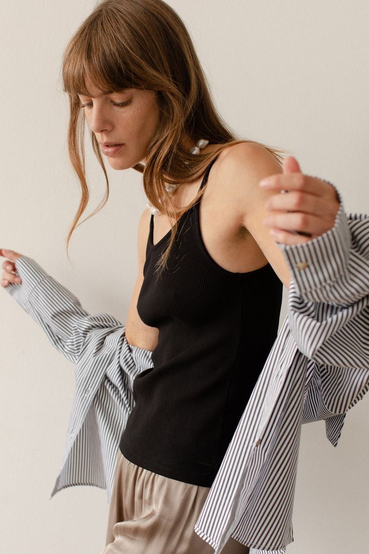 Donni Rib Spaghetti Tank