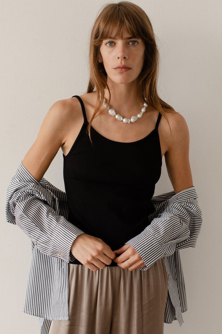 Donni Rib Spaghetti Tank