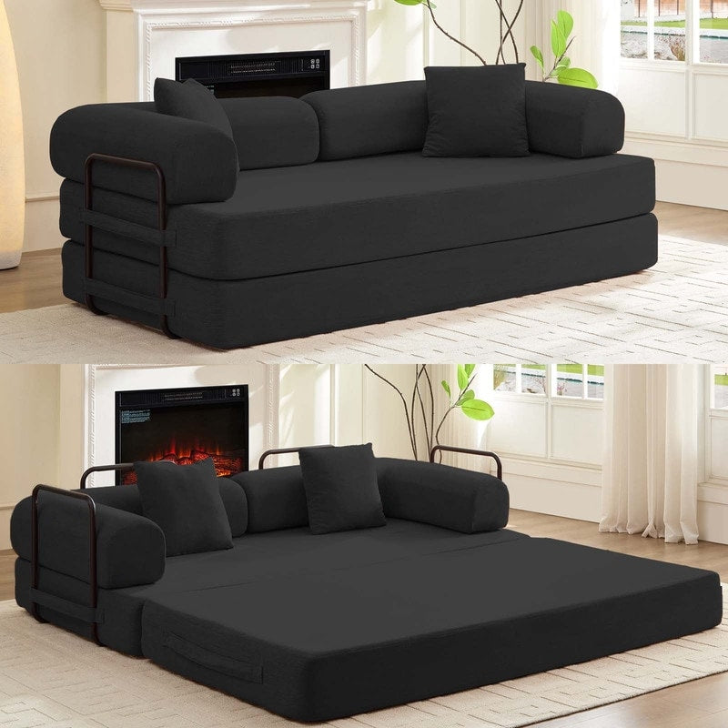 Mixoy Convertible Pull Out Sleeper Sofa Bed with Movable armrest,Folding Mattress Couch,Removable Washable Floor Sofa Bed