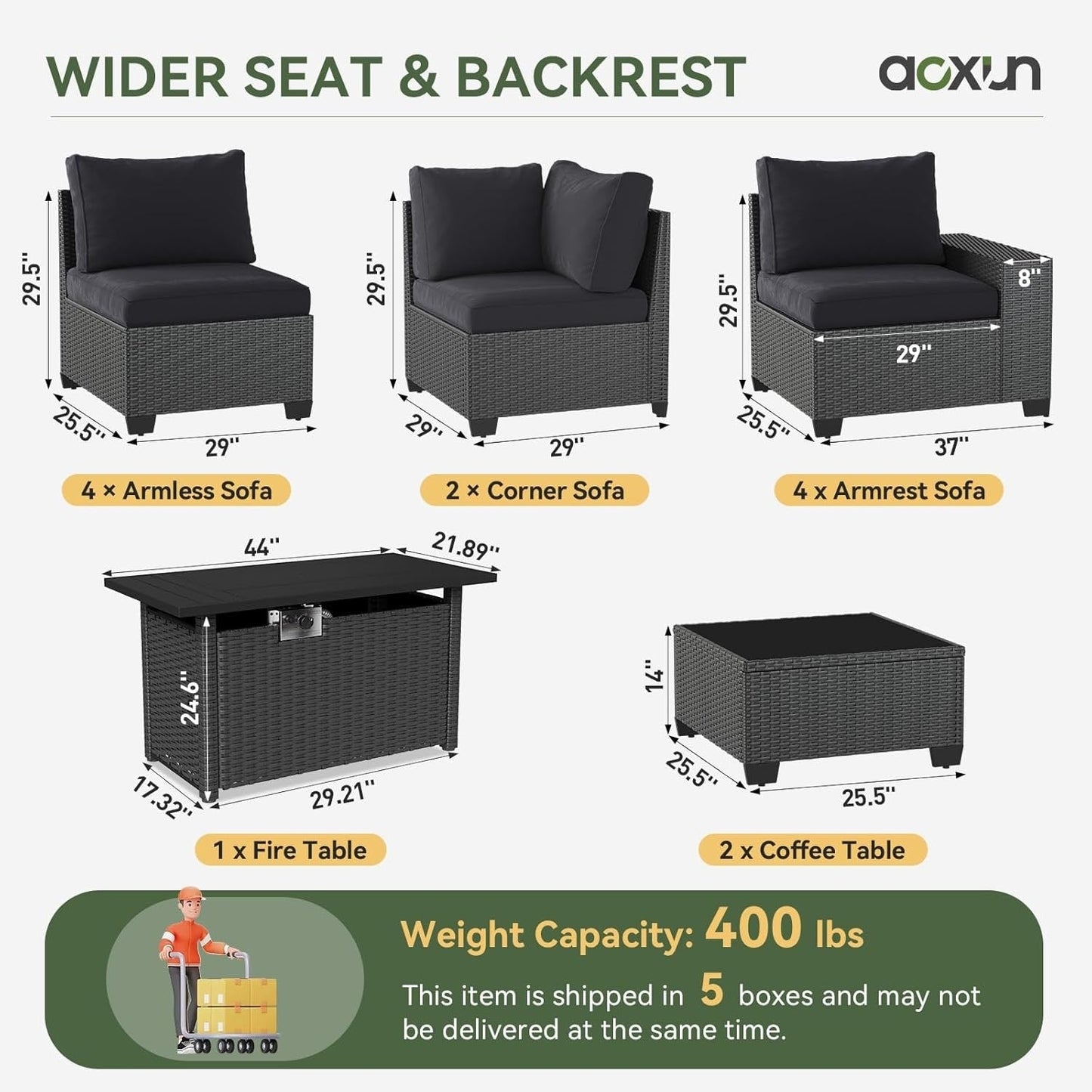 Outdoor Patio Furniture Sets with 4in Thicken Cushion