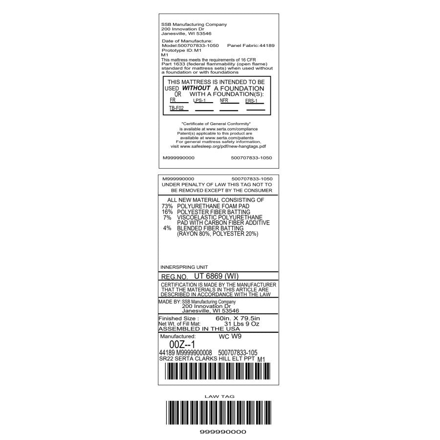 Serta Clarks Hill 15 Plush Pillow Top Mattress.