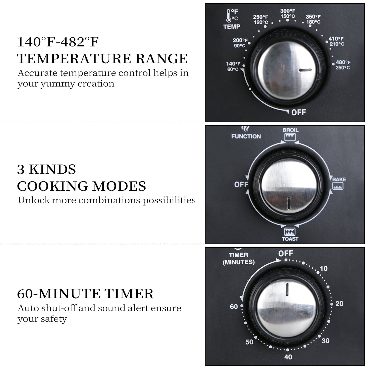 Simple Toaster Oven with 20Litres Capacity,Compact Size Countertop Toaster, Easy to Control with Timer-Bake-Broil-Toast Setting