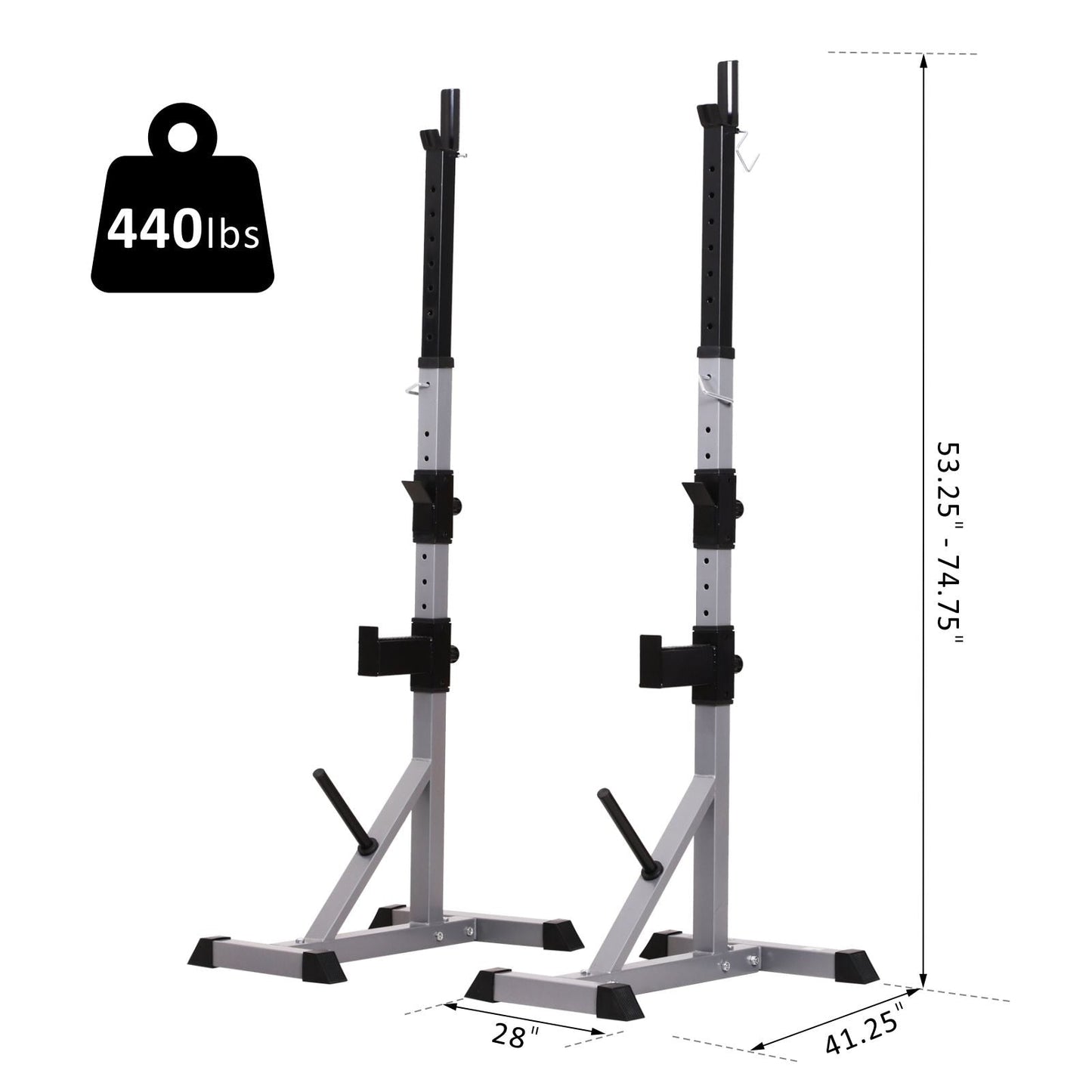 Soozier Steel 2-piece Height Adjustable Barbell Squat Rack/Bench Press - N/A