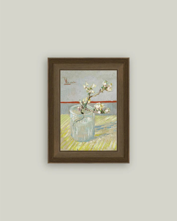 Sprig of Flowering Almond Portrait - glass