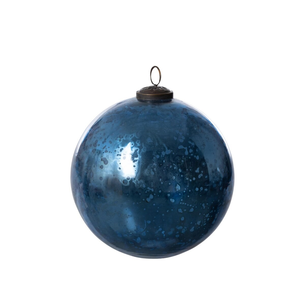 Blue Glass Ornament with Antique Finish - iron