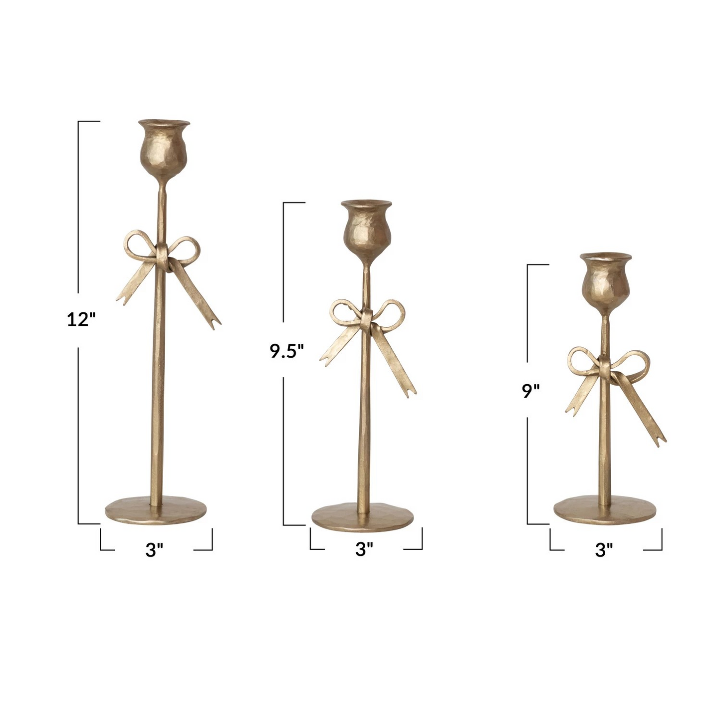Gold Bow Taper Holder - metal