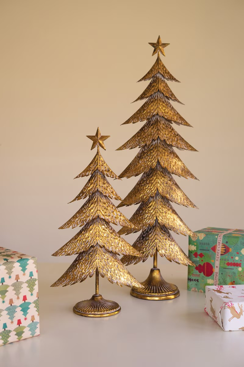 Large Antique Gold Christmas Tree - metal