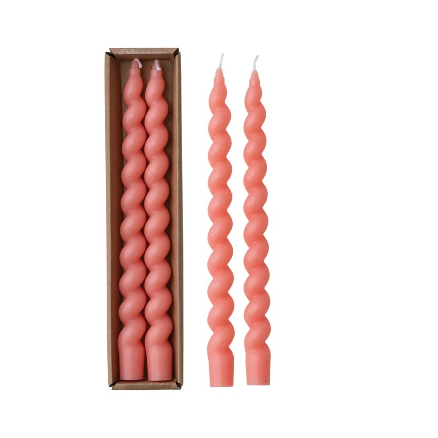Twisted Pink Taper Candle