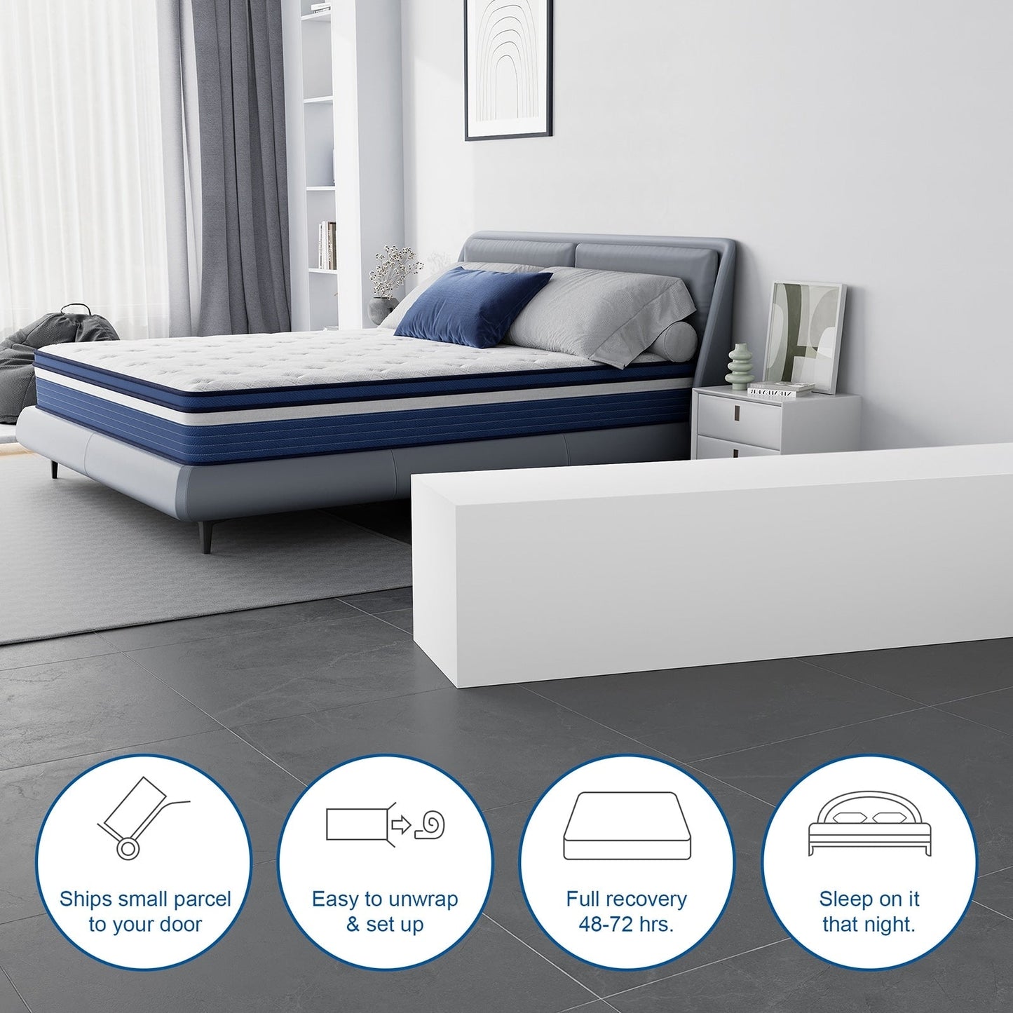 SweDrea 10in. Innerspring Hybrid Pressure Relief and Cooling Plush Mattress with CertiPUR-US, SGS and OEKO-TEX Certified