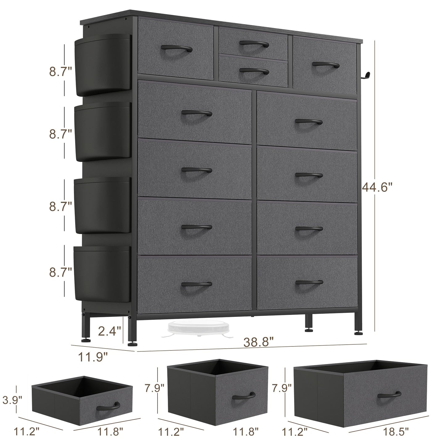 12 Drawer Dresser Fabric Tall Dressers for Bedroom Chest of Drawers