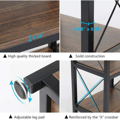 12 Shelves Ladder Bookshelf, Industrial Corner Bookshelf