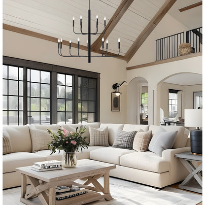 15-Light Minimalist Candlestick Chandelier, 2 Tier Ancient Design - 48