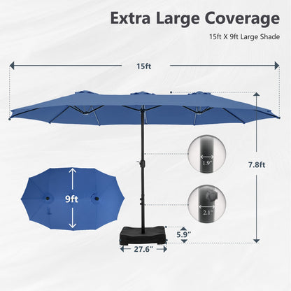 MAISON ARTS 15ft Double-Sided Patio Extra Large Twin Umbrella with Base Included