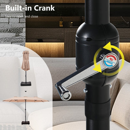 MAISON ARTS 15ft Double-Sided Patio Extra Large Twin Umbrella with Base Included