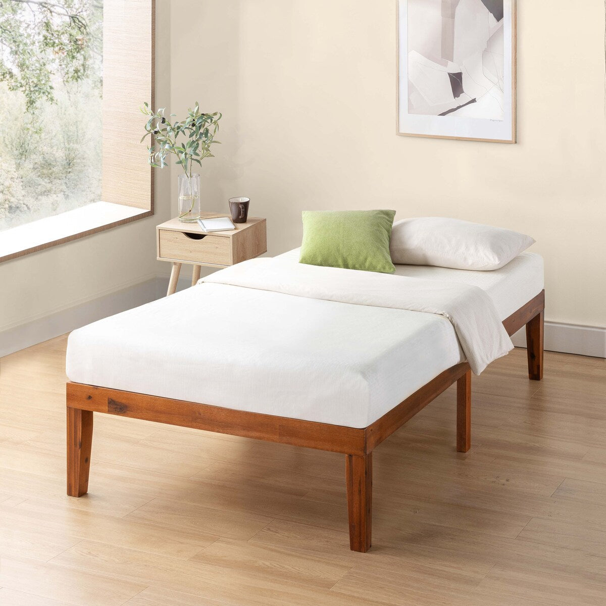 16 Inch Classic Solid Wood Platform Bed Frame in Multiple Finishes
