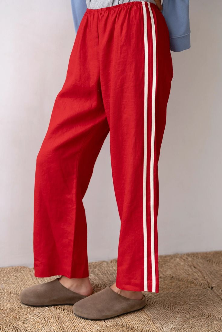 Donni Linen Stripe Crop Racer Pant