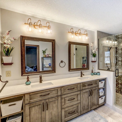 2/3 Light Bathroom Vanity Light Wall Sconce with Glass Shade