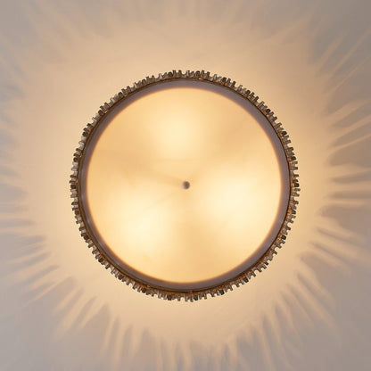 Distressed White 3-Light Wood Drum Semi-Flush Mount Ceiling Light