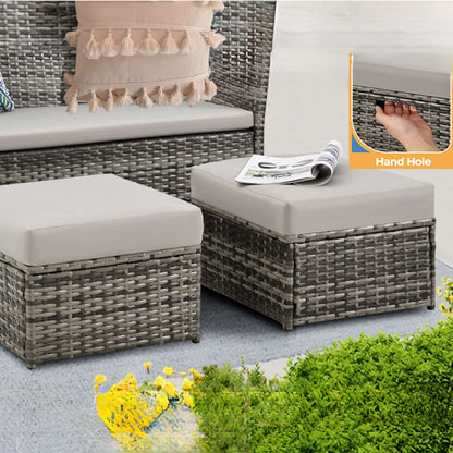 2-PC Patio Wicker Ottomans--Clearance