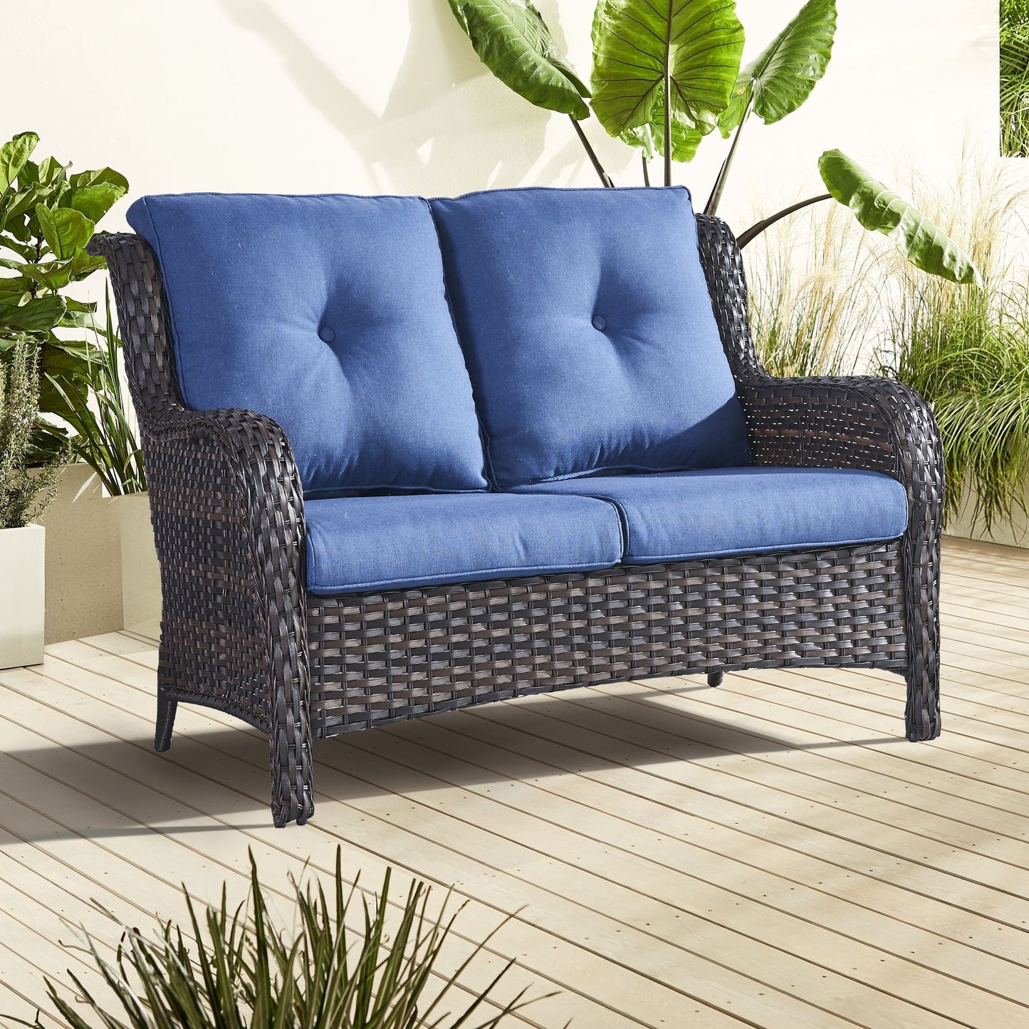 Gymojoy Outdoor Loveseat Wicker Sofa Set Rattan Sofa