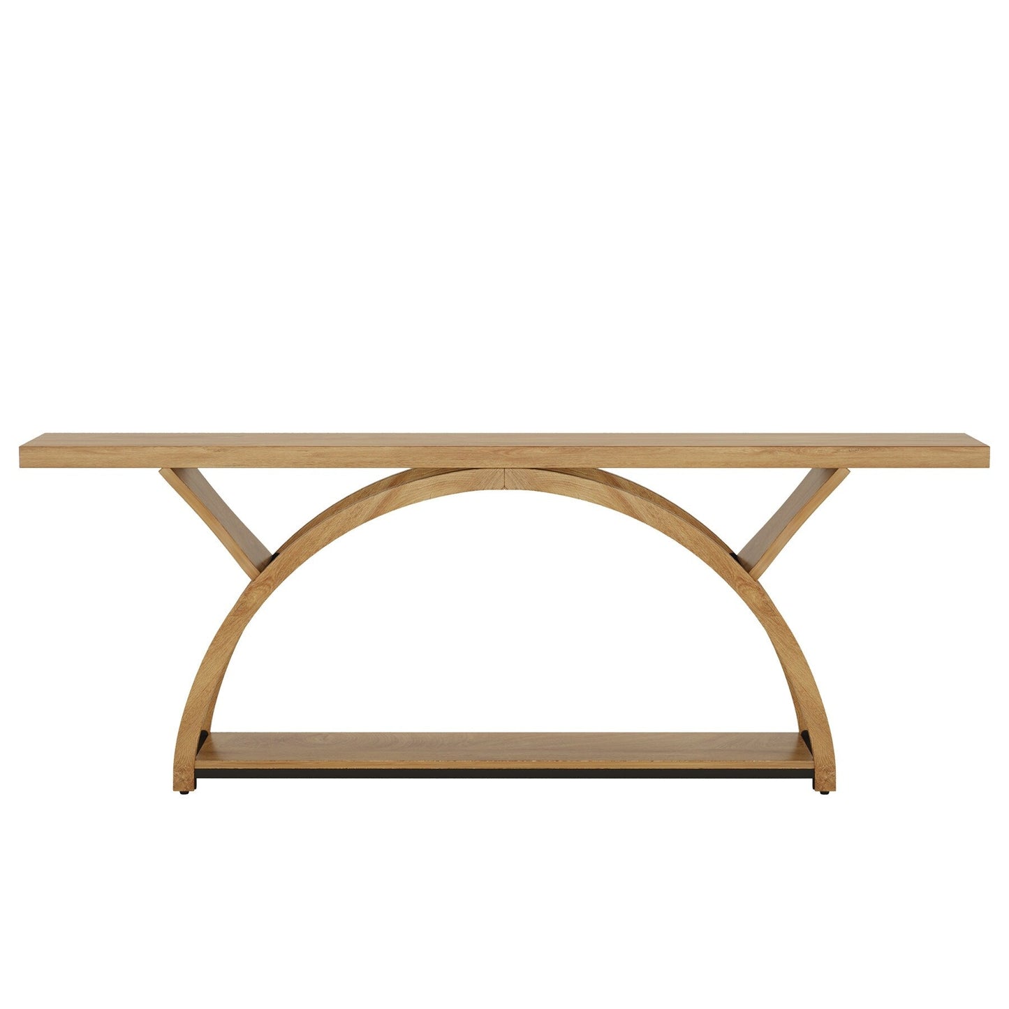 2-Tier Narrow Long Console Sofa Table with Semi-Circular Frame for Entryway,Gray Hallway Accent Tables