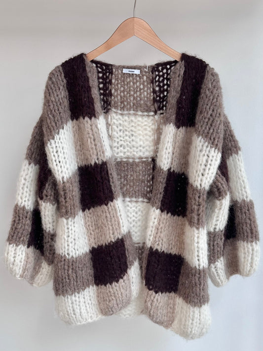 Maiami Fleecy Alpaca Checkered Cardigan