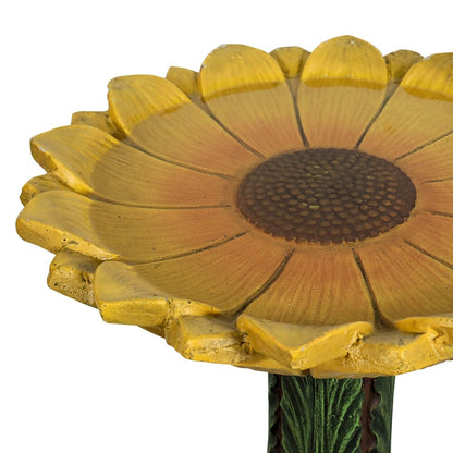 24.4-in Outdoor Sunflower Bird Bath - Concrete Bird Bath with Pedestal