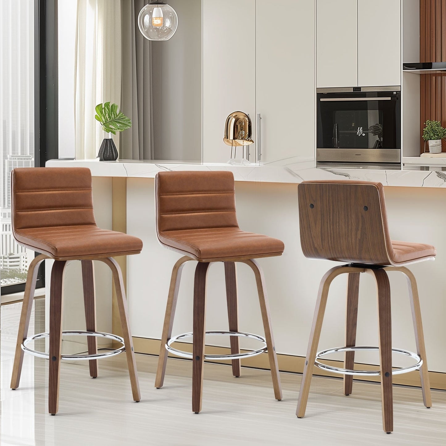 26/29 Faux Leather Swivel Bar/Counter Stools, Set of 2/3