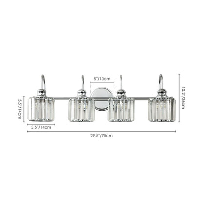 3/4-Light Modern Glam Linear Dimmable Crystal Bathroom Vanity Lights Over Mirror