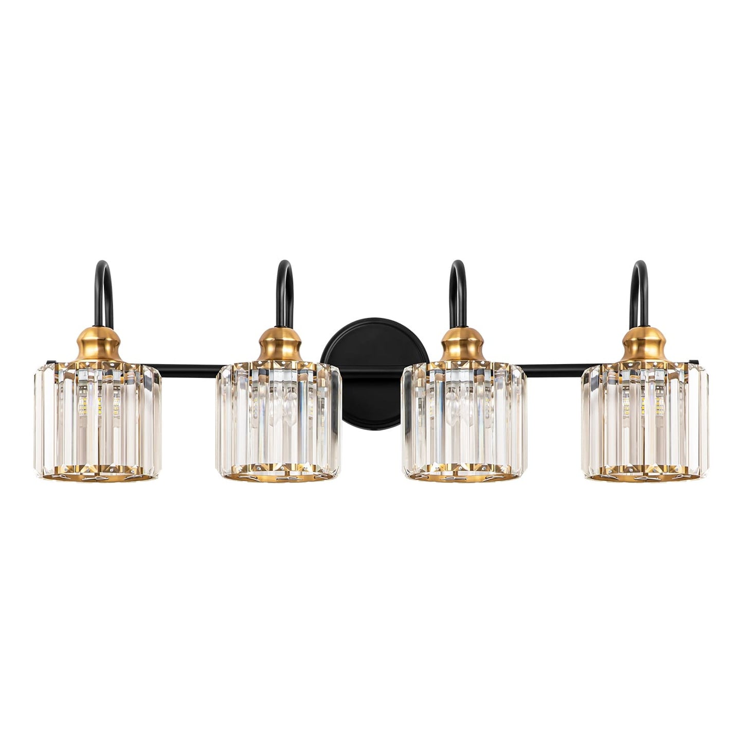 3/4-Light Modern Glam Linear Dimmable Crystal Bathroom Vanity Lights Over Mirror