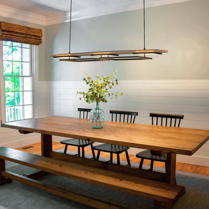 3/5-Light Integrated LED Linear Wood Chandelier Kitchen Island Pendant Light