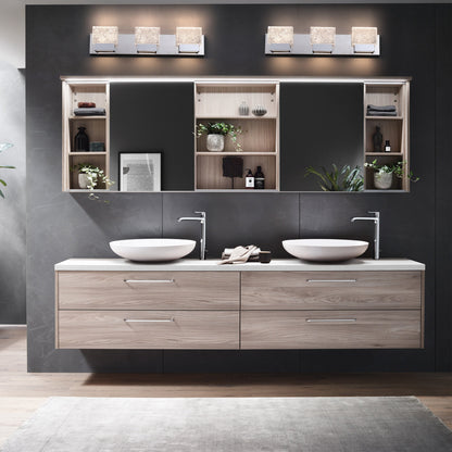 C Cattleya Stainless Steel 3000K Integrated LED Vanity Light with Art Glass Shades - Chrome