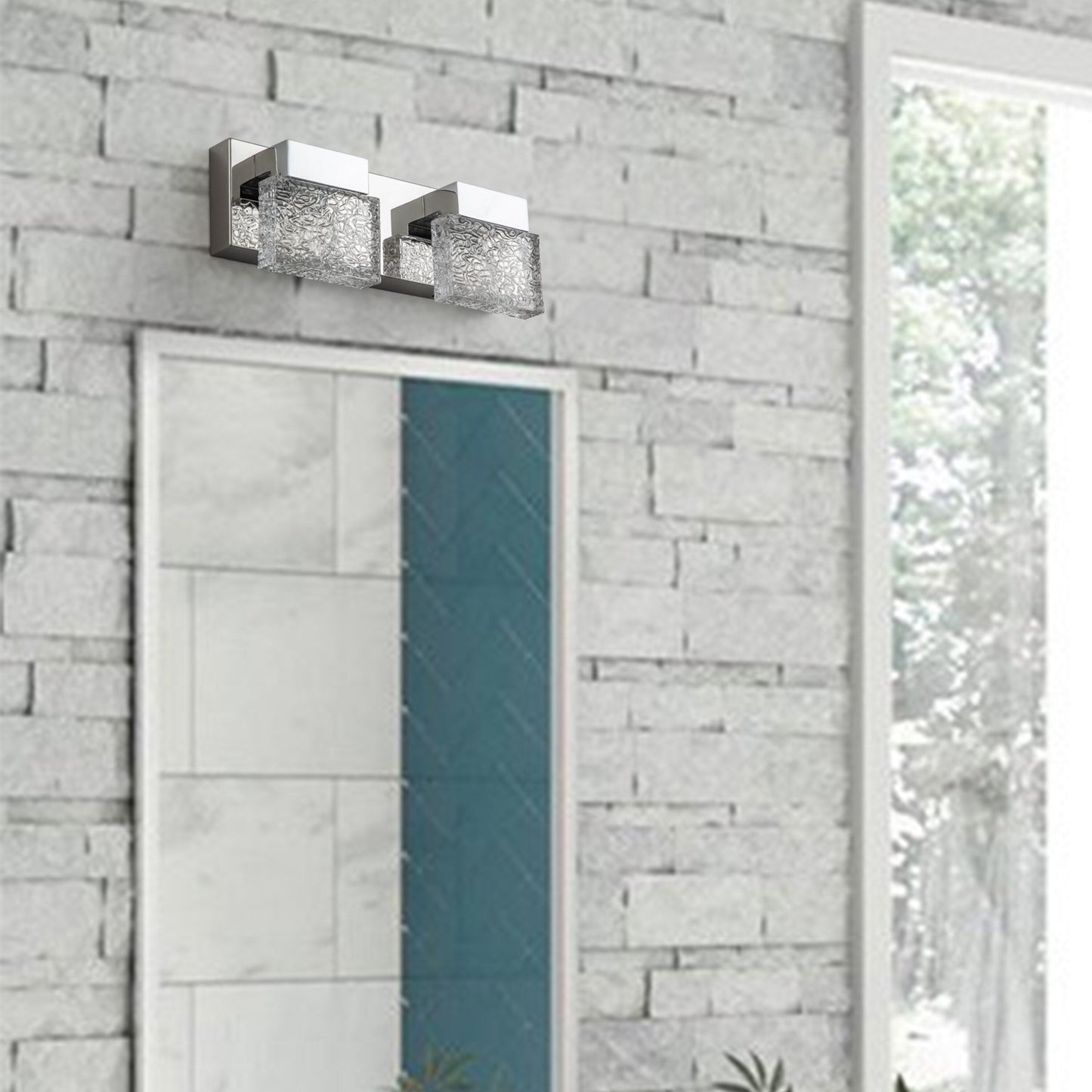 C Cattleya Stainless Steel 3000K Integrated LED Vanity Light with Art Glass Shades - Chrome