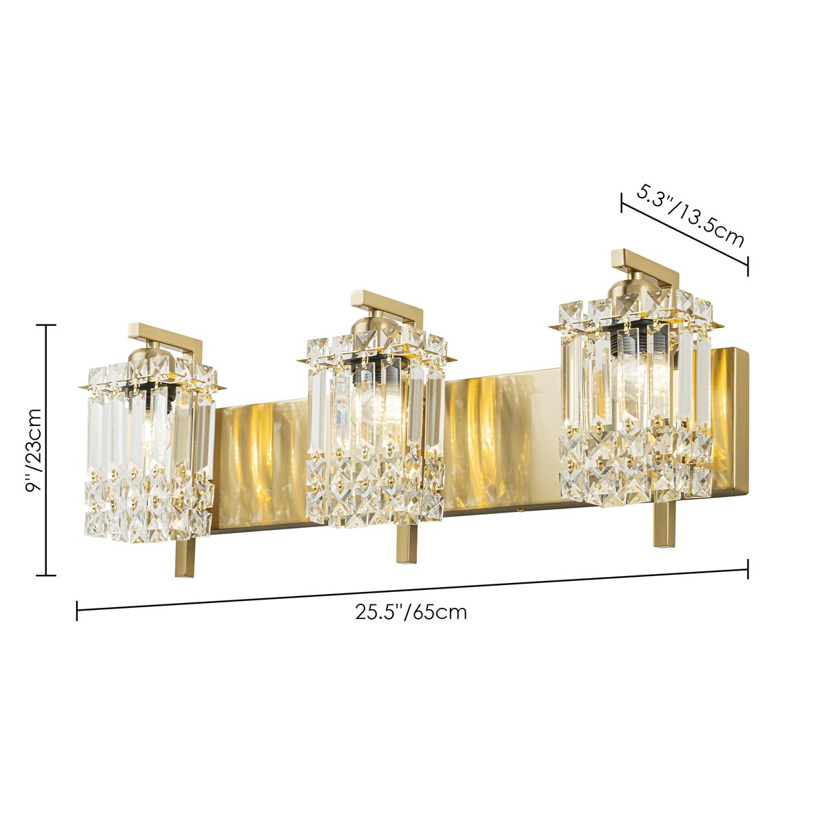 3-Light Modern Glam Bathroom Vanity Lights Crystal Wall Sconce Light for Mirror