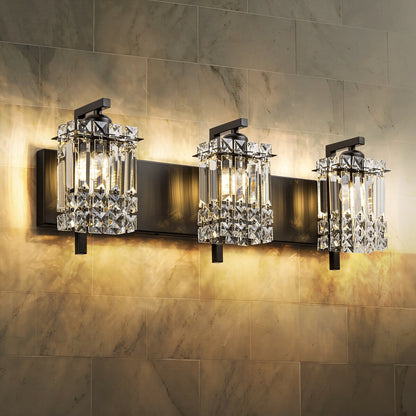 3-Light Modern Glam Bathroom Vanity Lights Crystal Wall Sconce Light for Mirror