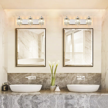 3-Light Modern Glam Bathroom Vanity Lights Crystal Wall Sconce Light for Mirror