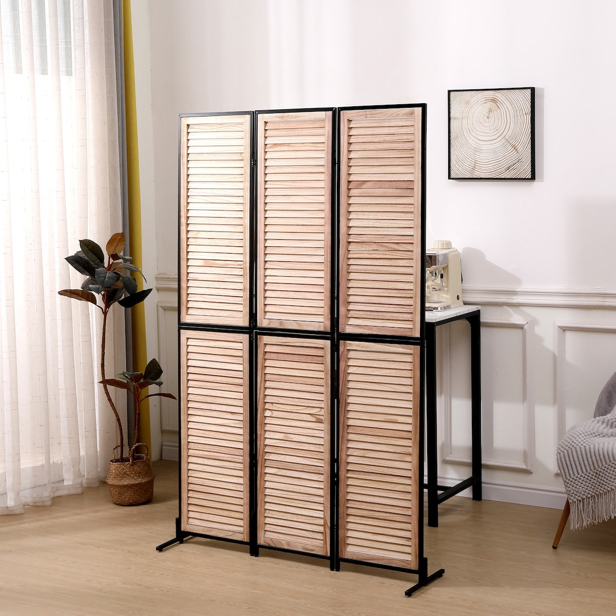 3 Panel Room Dividers and Folding Privacy Screen Natural Wooden Room Partitions 6ft Wall Divider for Room Separation