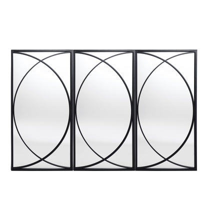 3-Piece Black Metal Rectangular Wall Mirror Set - 31.9 H x 15.75 W x 0.75 D