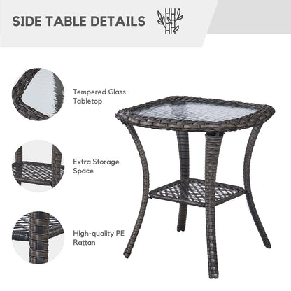 Gymojoy 3 Piece Outdoor Wicker Swivel Rocker with Cushion & Table