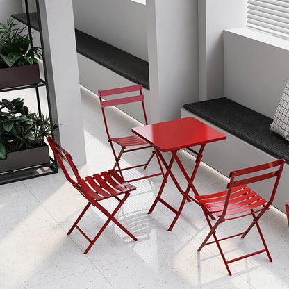 3 Piece Patio Minimalist Bistro Set Foldable Square Table & Chairs - 3-Piece