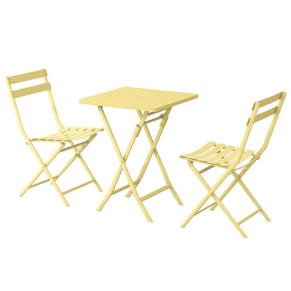 3 Piece Patio Minimalist Bistro Set Foldable Square Table & Chairs - 3-Piece